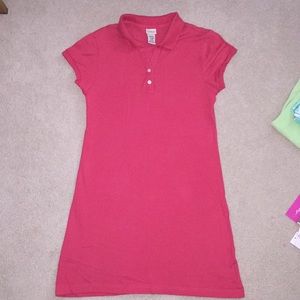 L L Bean Polo dress small petite pique knit rose